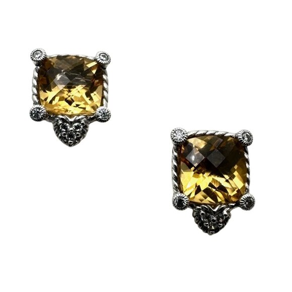 Judith Ripka Sterling Silver Citrine Lever Back Pierced Earrings - Picture 1 of 4